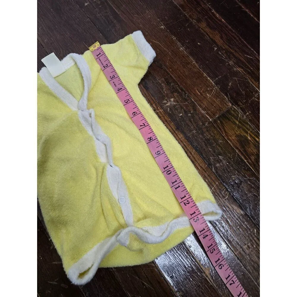 Vintage Pastel Yellow Terry Cloth Baby Romper 6 Months